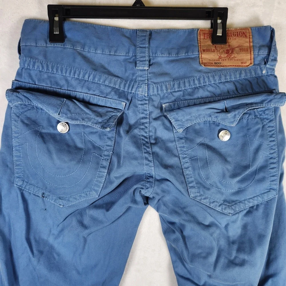 True Religion Mens Blue Pants‎ Size 33 Distressed Denim Jeans